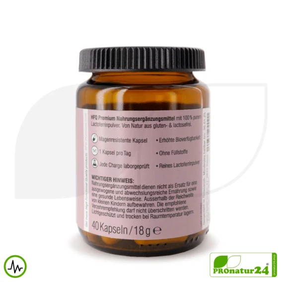 Lactoferrin HFQ HEALTH Kapseln | 330 mg in höchster Reinheit | Pure Premium | Diätetisches Lebensmittel in Premium Qualität
