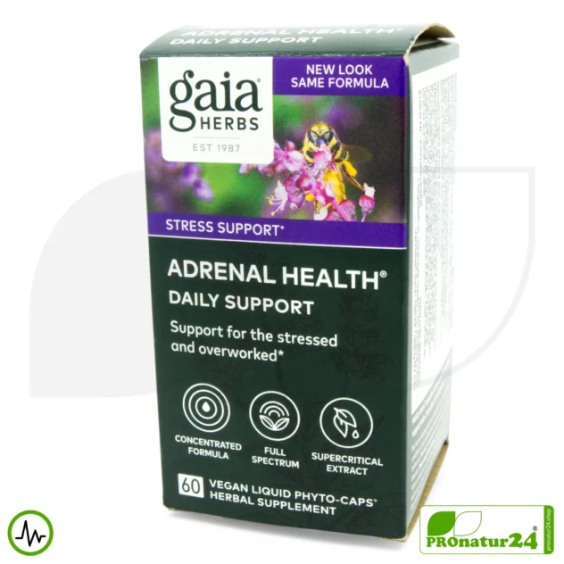 ADRENAL HEALTH von Gaia Herbs | Konzentration und Fokus im Alltag | Geeignet als Ergänzung bei intensivem Training + Höhentraining | 60 Kapseln