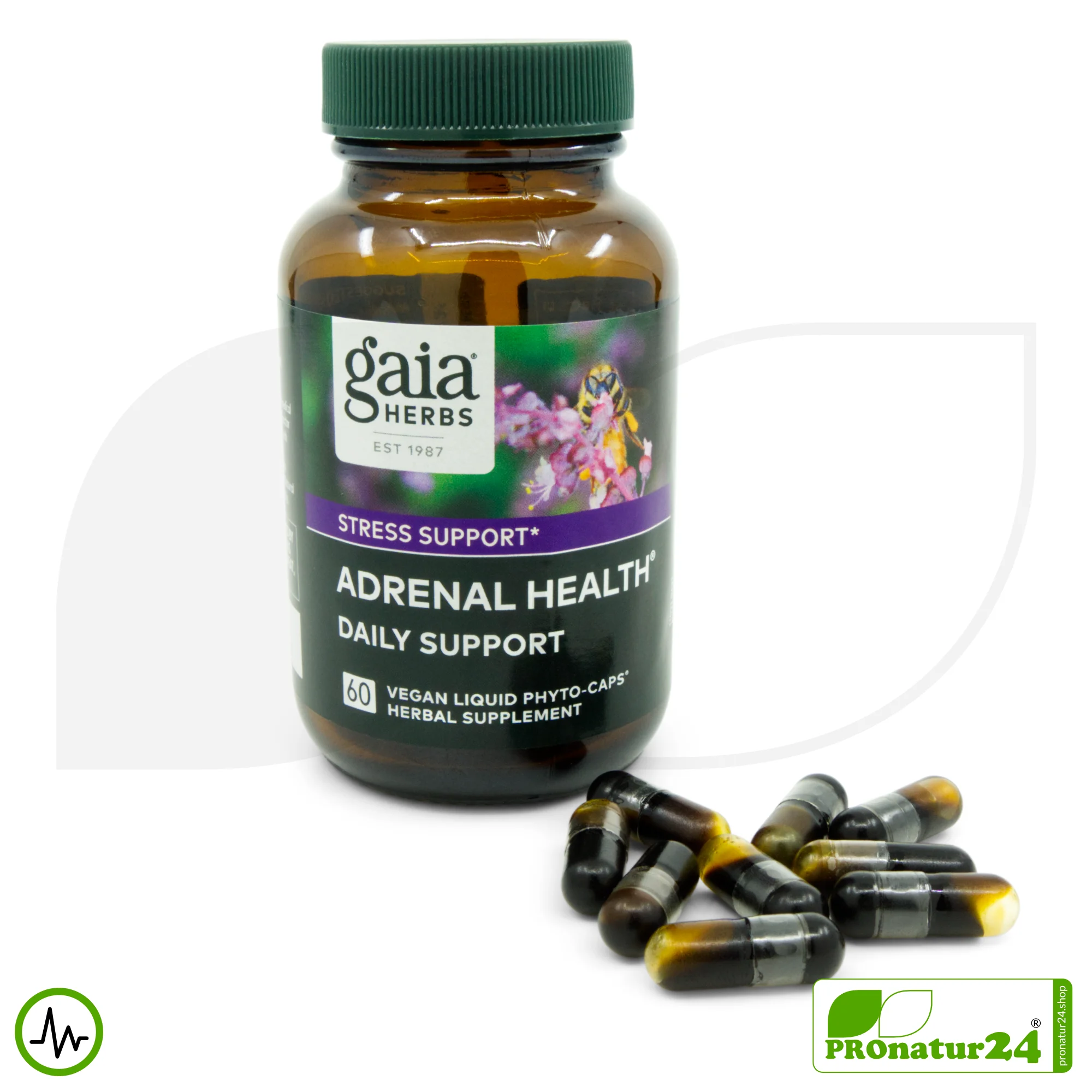 ADRENAL HEALTH von Gaia Herbs | Konzentration und Fokus im Alltag | Geeignet als Ergänzung bei intensivem Training + Höhentraining | 60 Kapseln
