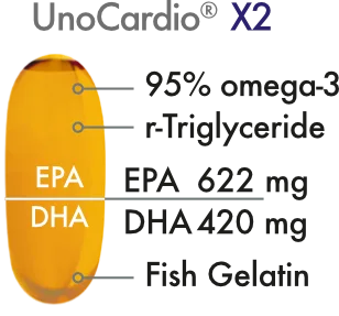 WHC UnoCardio® X2 | 90% OMEGA-3 Fettsäuren - 1150 mg | 60 Softgelkapseln mit Orangengeschmack