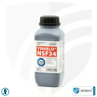 Abschirmfarbe NSF34 | NF Schirmdämpfung gegen Elektrosmog bis zu 80 dB | Schutz vor niederfrequenten elektrischen Felder (Hausstrom) | TÜV SÜD zertifiziert