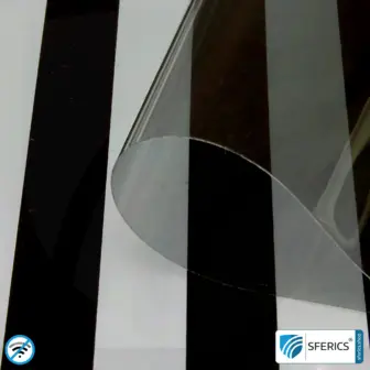 Produktmuster Materialien zur Abschirmung | bis zu 3 Materialmuster kostenlos 85 RDF62 abschirmende Fensterfolie | HF Schirmdämpfung bis zu 18 dB | 62 % Lichtdurchlässigkeit