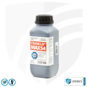 Abschirmfarbe MAX54 | HF Schirmdämpfung gegen Elektrosmog bis zu 100 dB bei 40 GHz | TÜV SÜD zertifiziert | Entwickelt für maximale Abschirmung von Elektrosmog durch 5G oder WIFI 6