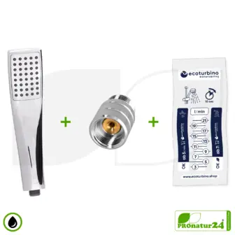 Handdusche UPGRADE DELUXE SET 10 Legio | ET10L Wasserspar Adapter + Design Duschkopf - Handbrause | ecoturbino® 9 Handdusche UPGRADE DELUXE SET 10 Legio | ET10L Wasserspar Adapter + Design Duschkopf - Handbrause | ecoturbino®