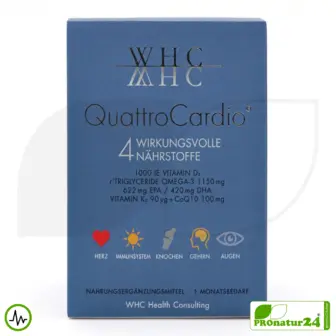 WHC QuattroCardio® (OMEGA-3 Fettsäuren, Vitamin D3, K2 und Q10 Ubichinol) | 90 Kapseln 12 WHC QuattroCardio® (OMEGA-3 Fettsäuren, Vitamin D3, K2 und Q10 Ubichinol) | 90 Kapseln