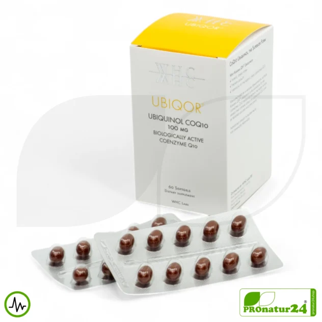 WHC UBIQOR | Ubiquinol CoQ10, 100 mg | aktiviertes Coenzym Q10 | 60 Softgelkapseln