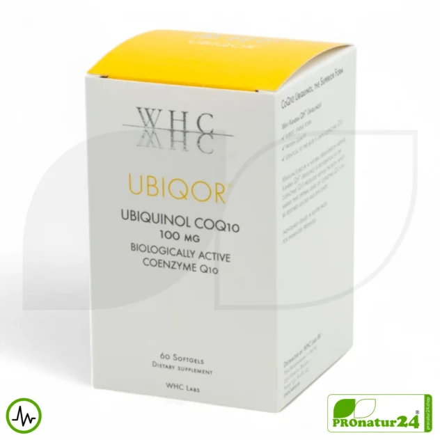 WHC UBIQOR | Ubiquinol CoQ10, 100 mg | aktiviertes Coenzym Q10 | 60 Softgelkapseln