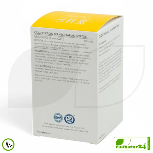 WHC UBIQOR | Ubiquinol CoQ10, 100 mg | aktiviertes Coenzym Q10 | 60 Softgelkapseln