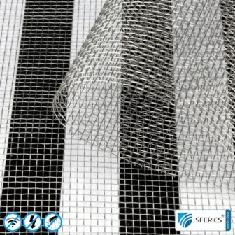 Abschirmendes Edelstahlgewebe V4A10 | HF Schirmdämpfung gegen Elektrosmog bis zu 40 dB | Zur Verlegung. 90 cm Breite.