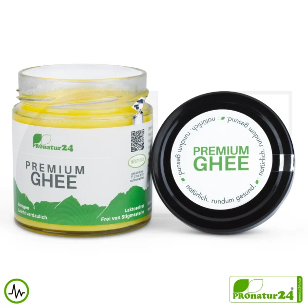 PREMIUM GHEE | Ayurvedisches Butterschmalz, zu 100% aus Heumilch (zertifizierte Weidehaltung AT) | von Hand abgefüllt im Glas | perfekt für Low Carb und Ketogene Ernährung
