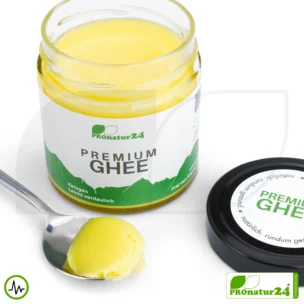 PREMIUM GHEE | Ayurvedisches Butterschmalz, zu 100% aus Heumilch (zertifizierte Weidehaltung AT) | von Hand abgefüllt im Glas | perfekt für Low Carb und Ketogene Ernährung