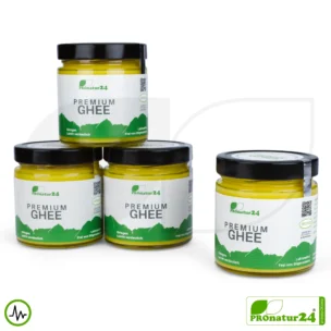 PREMIUM GHEE | Ayurvedisches Butterschmalz, zu 100% aus Heumilch (zertifizierte Weidehaltung AT) | von Hand abgefüllt im Glas | perfekt für Low Carb und Ketogene Ernährung