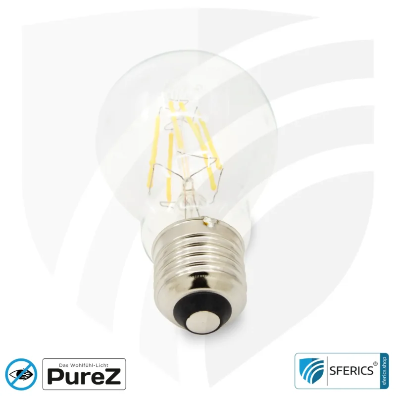6,4 Watt LED Filament Pure-Z NEO | Hell wie 55 Watt, 650 Lumen | CRI 97 | flimmerfrei | warmweiß | E27. klar.