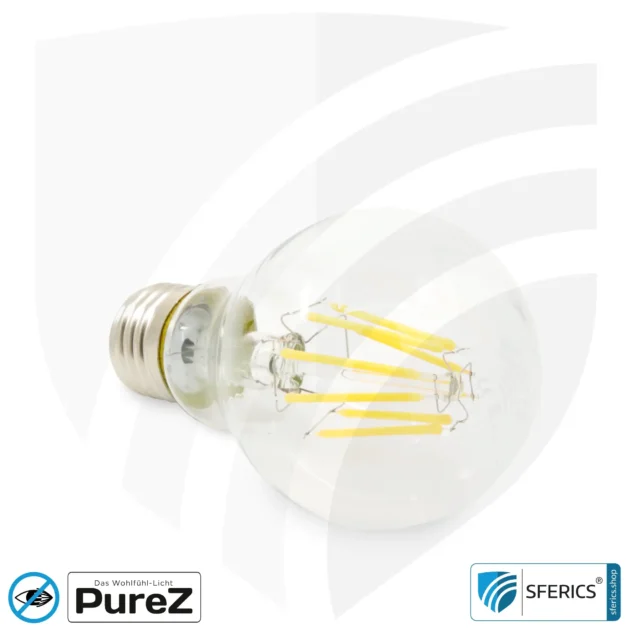 6,4 Watt LED Filament Pure-Z NEO | Hell wie 55 Watt, 650 Lumen | CRI 97 | flimmerfrei | warmweiß | E27. klar.