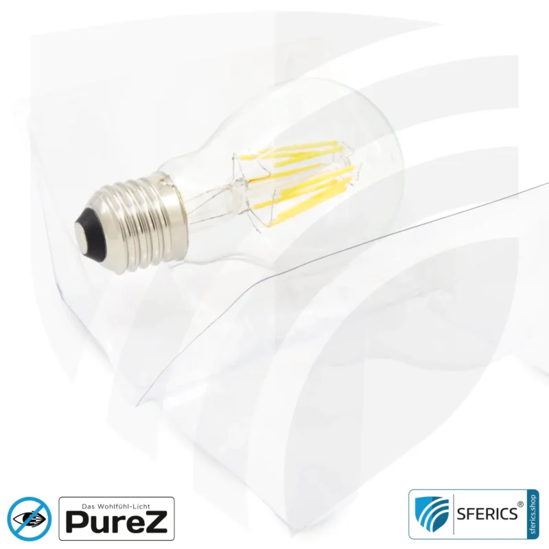 6,4 Watt LED Filament Pure-Z NEO | Hell wie 55 Watt, 650 Lumen | CRI 97 | flimmerfrei | warmweiß | E27. klar.