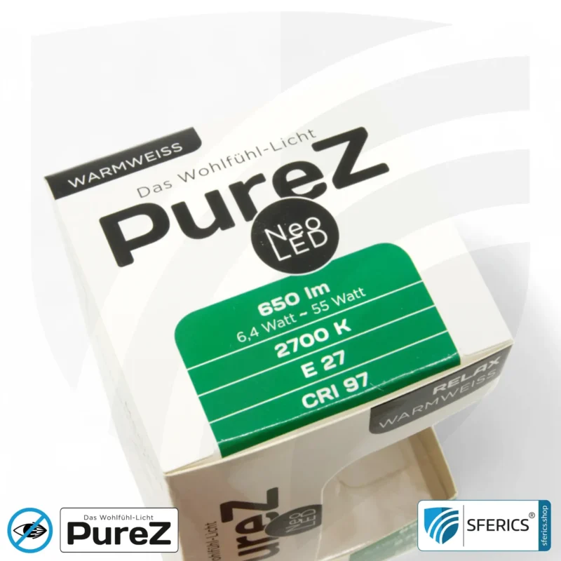 6,4 Watt LED Filament Pure-Z NEO | Hell wie 55 Watt, 650 Lumen | CRI 97 | flimmerfrei | warmweiß | E27. matt.