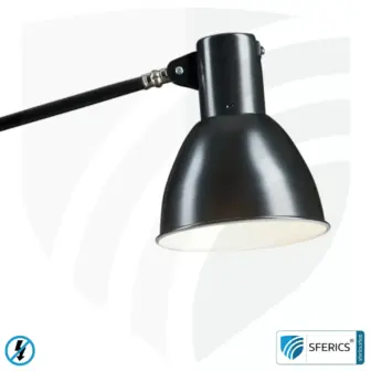 Geschirmte Lampe LONDON im Design SCHWARZ | Schreibtischlampe für den hellen Arbeitplatz oder als geniale Werklampe  | E27 Fassung