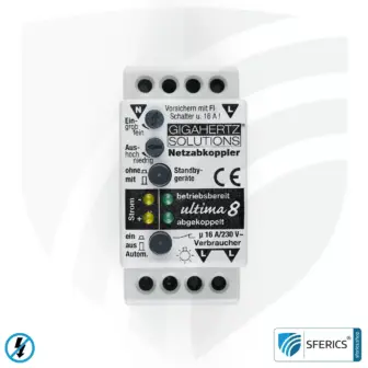 Netzfreischalter Ultima 8 | für Standbygeräte wie z.B. Rolladensteuerungen | inklusive Prüf-LED, Netzfilter x25 und Grundlastwiderstand