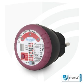 TESTAVIT SCHUKI 1 LCD | Steckdosen Sockel Tester mit FI Auslösung | Schneller Check der Erdung, Verdrahtung und FI Schutzschalter