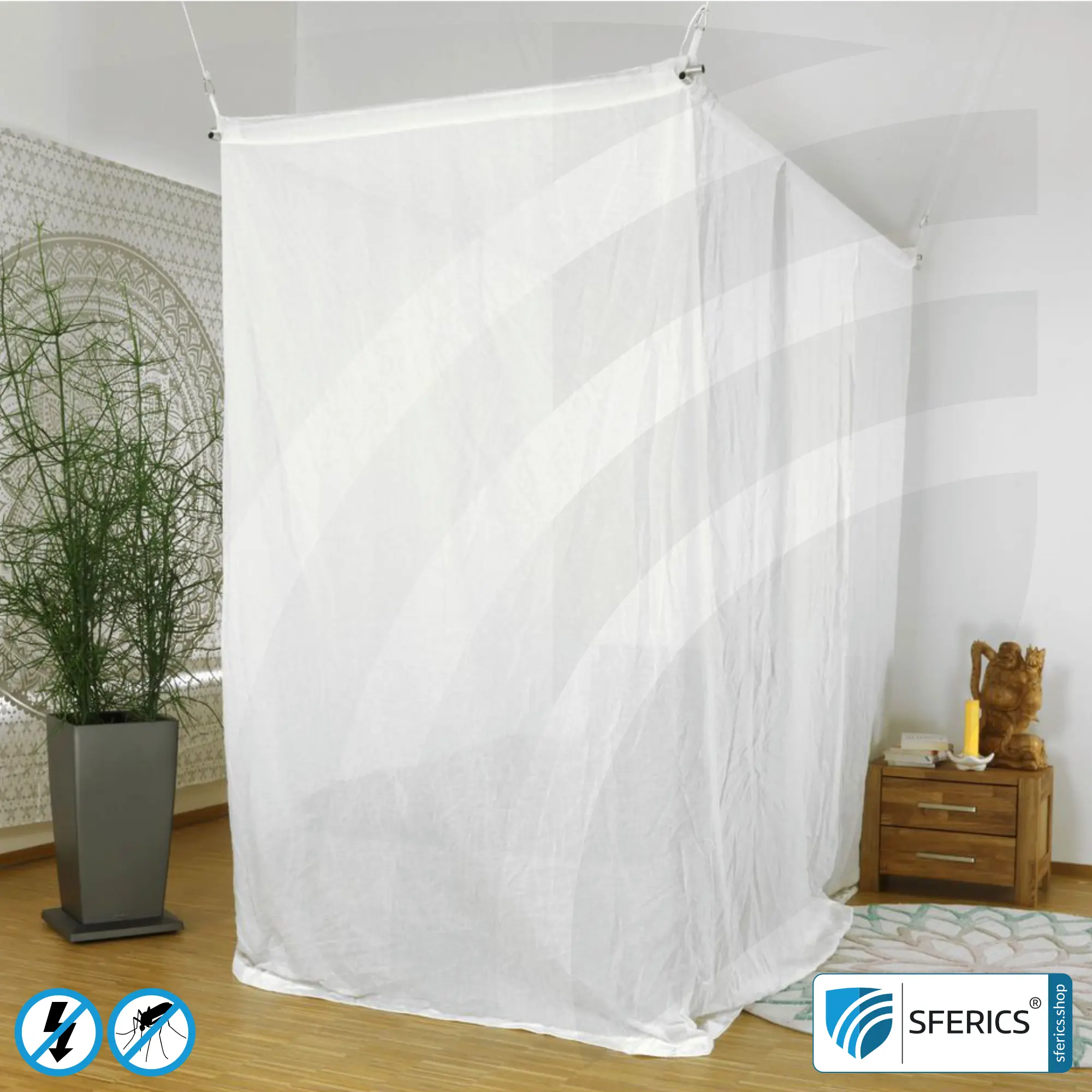 Abschirmender Baldachin Elektrosmog EMF | EINZELBETT | Abschirmwirkung HF bis 99,99 % (40 dB) | SFERICS® invest4life Programm | Hohe Reduktion von Handystrahlung, WLAN, usw. 3 Abschirmender Baldachin Elektrosmog EMF | EINZELBETT | Abschirmwirkung HF bis 99,99 % (40 dB) | SFERICS® invest4life Programm | Hohe Reduktion von Handystrahlung, WLAN, usw.
