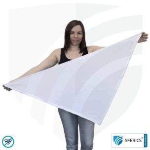 Abschirmendes Kopftuch gegen Elektrosmog HF durch Funkstrahlung (Handystrahlung, WLAN, LTE) mit einer Schirmdämpfung von bis zu 42 dB (99,99 %). 5G ready!