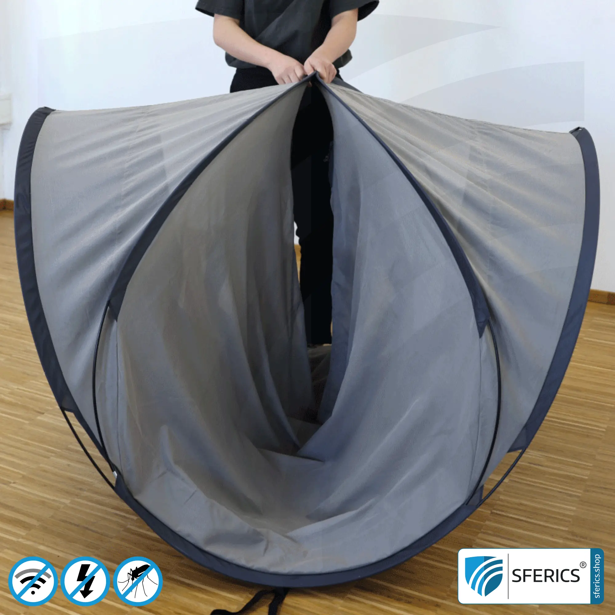 Abschirmzelt SAFECAVE Pop Up Wurfzelt | Anti Elektrosmog Vollschutz | Mobiler Strahlenschutz gegen WLAN, Handy, LTE, 5G, ... mit Wirkungsgrad bis zu 99,99 % (44 dB) | erdbar 5 Abschirmzelt SAFECAVE Pop Up Wurfzelt | Anti Elektrosmog Vollschutz | Mobiler Strahlenschutz gegen WLAN, Handy, LTE, 5G, ... mit Wirkungsgrad bis zu 99,99 % (44 dB) | erdbar