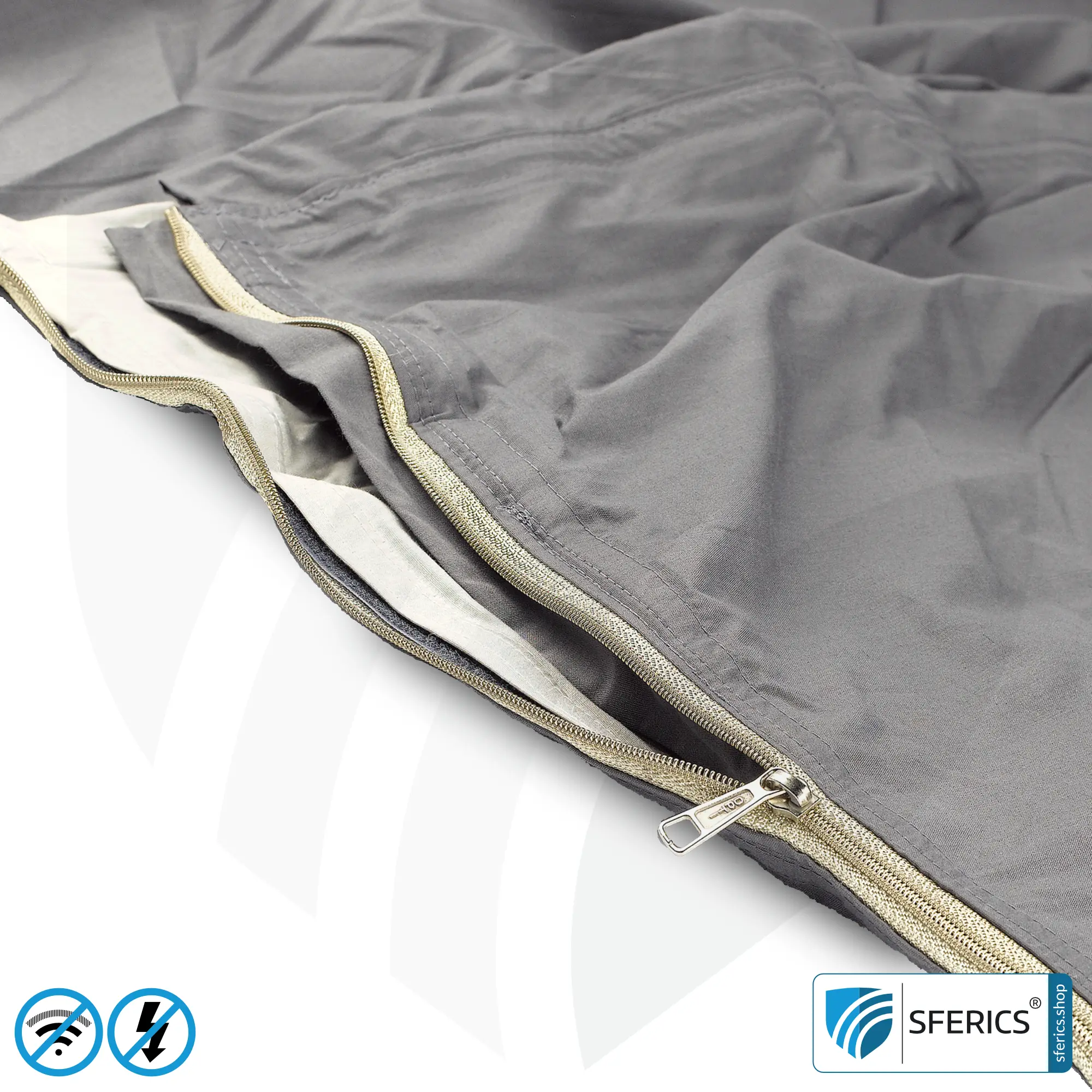 Abschirmender Schlafsack Elektrosmog PRO | Mobiler Strahlenschutz gegen WLAN, Handy, LTE, 5G, ... mit Wirkungsgrad über 99,99 % (42 dB) | frei stehend, ohne Deckenaufhängung | NF erdbar 5 Abschirmender Schlafsack Elektrosmog PRO | Mobiler Strahlenschutz gegen WLAN, Handy, LTE, 5G, ... mit Wirkungsgrad über 99,99 % (42 dB) | frei stehend, ohne Deckenaufhängung | NF erdbar