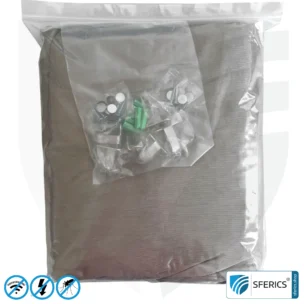 Abschirmender Baldachin Elektrosmog BUDGET | DOPPELBETT, Kastenform | Abschirmung EMF über 99,99 % (44 dB) | Erdbar NF | Made in China 8 Abschirmender Baldachin Elektrosmog BUDGET | DOPPELBETT, Kastenform | Abschirmung EMF über 99,99 % (44 dB) | Erdbar NF | Made in China