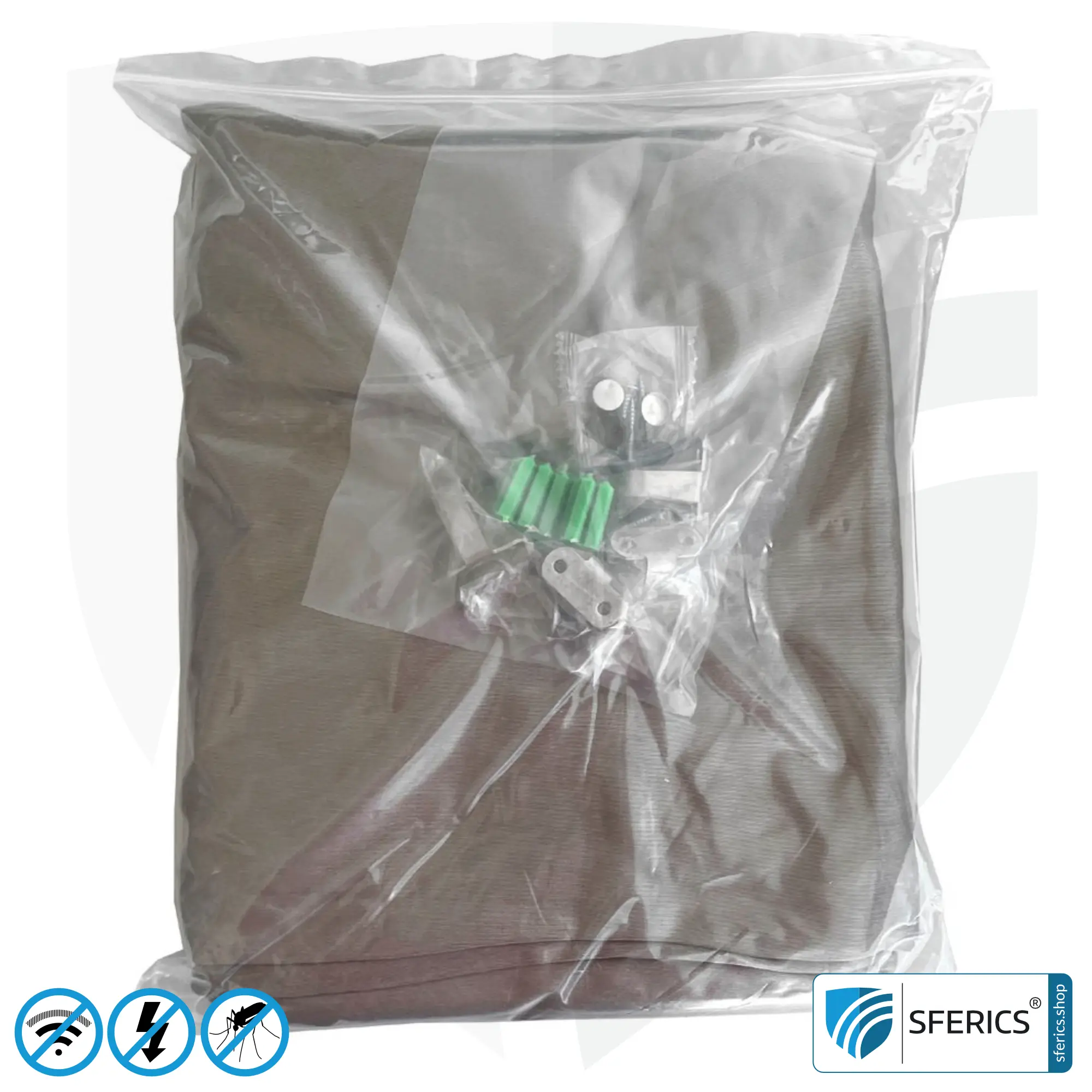 Abschirmender Baldachin Elektrosmog BUDGET | EINZELBETT, Kastenform | Abschirmung EMF über 99,99 % (44 dB) | Erdbar NF | Made in China 6 Abschirmender Baldachin Elektrosmog BUDGET | EINZELBETT, Kastenform | Abschirmung EMF über 99,99 % (44 dB) | Erdbar NF | Made in China