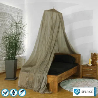 Abschirmender Baldachin Elektrosmog BUDGET | EINZELBETT, Pyramidenform | Abschirmung EMF über 99,99 % (44 dB) | Erdbar NF | Made in China