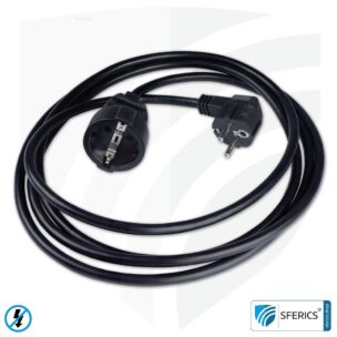 Geschirmtes Verlängerungskabel mit europäischem Schuko Stecker | schwarz 1 Geschirmtes Verlängerungskabel mit europäischem Schuko Stecker | schwarz