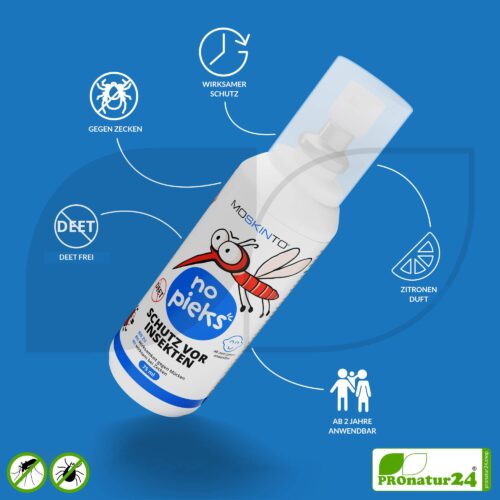 MOSKINTO no pieks | Insektenschutzspray mit Icaridin gegen Mücken & Zecken (ab 2 Jahren) | 75 ml