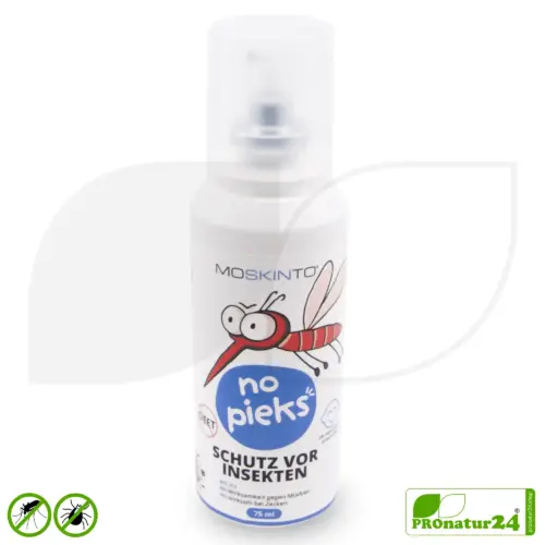 MOSKINTO no pieks | Insektenschutzspray mit Icaridin gegen Mücken & Zecken (ab 2 Jahren) | 75 ml