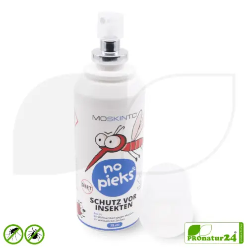 MOSKINTO no pieks | Insektenschutzspray mit Icaridin gegen Mücken & Zecken (ab 2 Jahren) | 75 ml