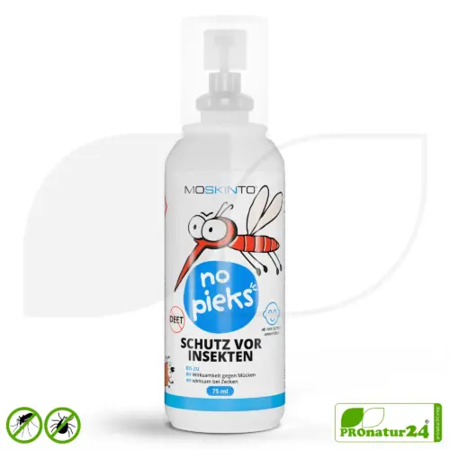 MOSKINTO no pieks | Insektenschutzspray mit Icaridin gegen Mücken & Zecken (ab 2 Jahren) | 75 ml