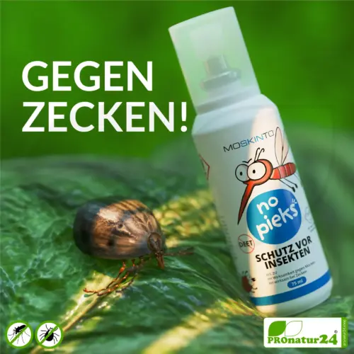 MOSKINTO no pieks | Insektenschutzspray mit Icaridin gegen Mücken & Zecken (ab 2 Jahren) | 75 ml