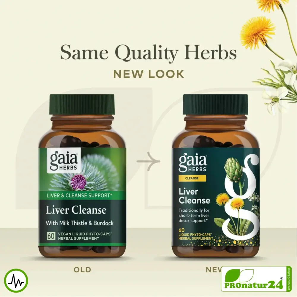LIVER CLEANSE von gaia HERBS | Nahrungsergänzung für die Leber mit wertvollen Pflanzenextrakten | 60 Kapseln