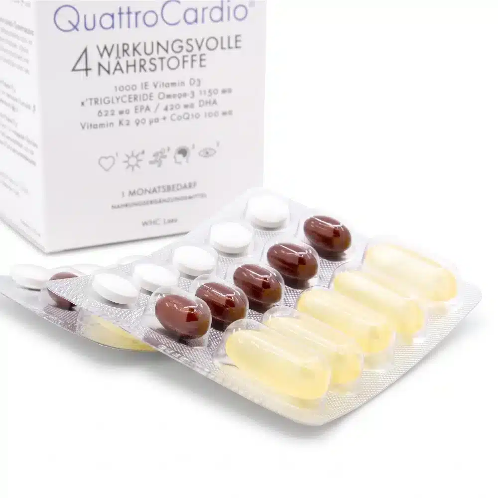 WHC QuattroCardio® (OMEGA-3 Fettsäuren, Vitamin D3, K2 und Q10 Ubichinol) | 90 Kapseln. Feedbild.