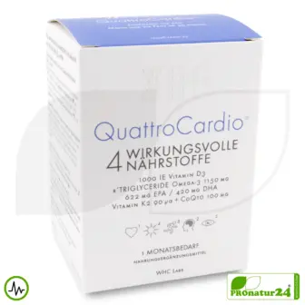 WHC QuattroCardio® (OMEGA-3 Fettsäuren, Vitamin D3, K2 und Q10 Ubichinol) | 90 Kapseln 12 WHC QuattroCardio® (OMEGA-3 Fettsäuren, Vitamin D3, K2 und Q10 Ubichinol) | 90 Kapseln