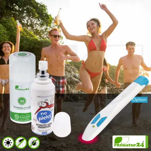 Sommer-Schutz Set | Sonnencreme LSF 30 (mineralisch) + Mückenschutz / Zeckenschutz (DEET-frei) | mit elektronischem Stichheiler (optional)