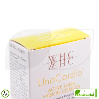 WHC UnoCardio® Active Mind + VISION Komplex | 30 Weichkapseln mit natürlichem Orangenaroma